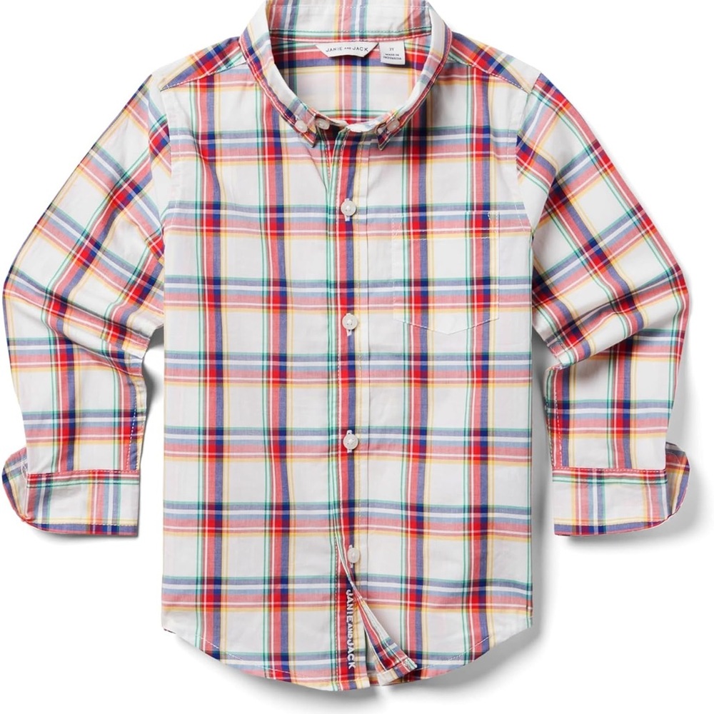 Janie and Jack Plaid Poplin Shirt